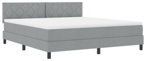 vidaXL Κρεβάτι Box Spring με Στρώμα & LED Ανοιχτό Γκρι 180x200 εκ. Ύφασμα