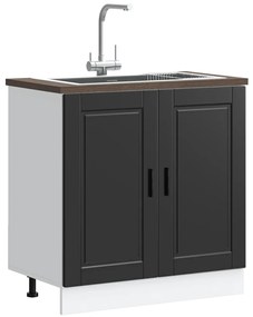 vidaXL Ντουλάπι βάσης νεροχύτη Porto Μαύρο 80x46x81,5 cm