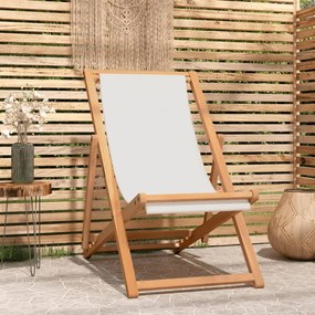 vidaXL Ξαπλώστρα Κρεμ 56 x 105 x 96 εκ. από Ξύλο Teak