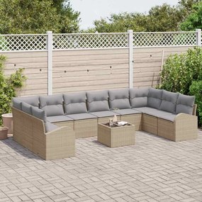 vidaXL Σετ Καναπέ με μαξιλάρι 11 pcs Μπεζ Πολυρατάν