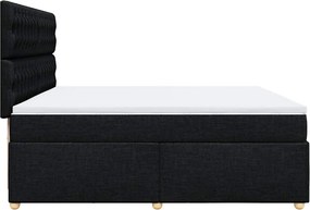 vidaXL Κρεβάτι Boxspring με Στρώμα Μαύρο 200x200 εκ. Υφασμάτινο