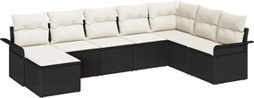 vidaXL Σετ Καναπέ Κήπου με μαξιλάρι 8 pcs Μαύρο Πολυ ράταν