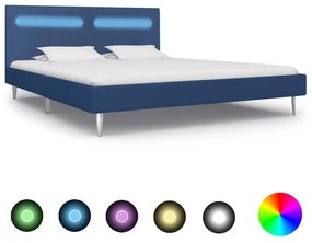 Πλαίσιο Κρεβατιού με LED Μπλε 160 x 200 εκ. Υφασμάτινο - Μπλε