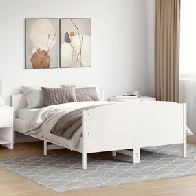 vidaXL Πλαίσιο Κρεβατιού με Κεφαλάρι Λευκό 120x190 εκ. Μασίφ Πεύκου