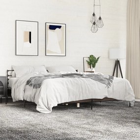 vidaXL Πλαίσιο Κρεβατιού Καφέ Δρυς 180x200 εκ. Επεξ. Ξύλο &amp; Μέταλλο