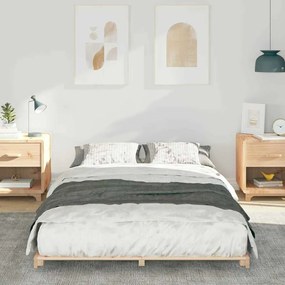 vidaXL Κρεβάτι δαπέδου Καφέ 140 x 190 cm Μασίφ ξύλο πεύκου