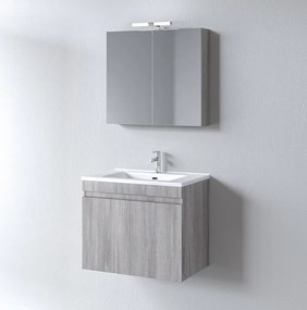 Martin Omega 75 Grey Oak - Πάγκος με Νιπτήρα &amp; Καθρέπτη