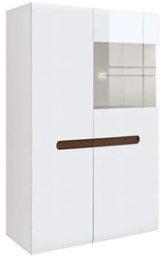 Βιτρίνα Boston M119, Γυαλιστερό λευκό, Άσπρο, Με πόρτες, 145x90x41cm