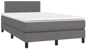 vidaXL Κρεβάτι Boxspring με Στρώμα Γκρι 120x190εκ. από Συνθετικό Δέρμα