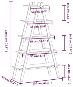 ΡΑΦΙΕΡΑ 5 ΕΠΙΠΕΔΩΝ ΣΧΗΜΑ Α 110X40X180,5 ΕΚ. ΜΑΣΙΦ ΞΥΛΟ ΠΕΥΚΟΥ 833337