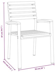 vidaXL Καρέκλες Κήπου Στοιβαζόμενες 6 τεμ. Μασίφ Ακακία & Μέταλλο