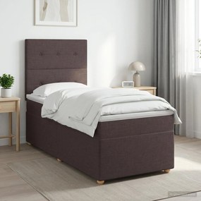 vidaXL Κρεβάτι box spring με στρώμα Σκούρο Καφέ 80 x 200 cm Ύφασμα