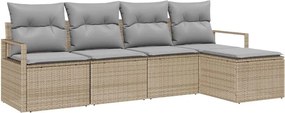 vidaXL Σετ Καναπέ με μαξιλάρι 5 pcs Μπεζ συνθετικό ρατάν