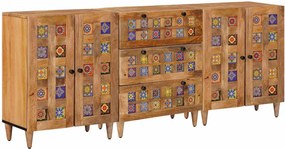 vidaXL Πλαϊνό γραφείο 3 τμχ. 60 x 33,5 x 75 εκ. Στερεό ξύλο μάνγκο
