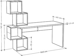 Γραφείο εργασίας Balance Megapap χρώμα λευκό 153,5x60x140εκ