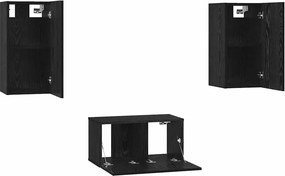vidaXL Σετ επίπλου τηλεόρασης 3 pcs Μαύρη Οξυά Επεξεργασμένο ξύλο
