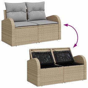 vidaXL Σετ Καναπέ Κήπου με μαξιλάρι 7 pcs Μπεζ, Γκρι 55 x 55 x 37 εκ