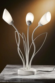 Επιτραπέζιο Φωτιστικό Gloriosa Φ35cm Γκρι με Οπάλ Γυαλί