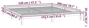 Πλαίσιο Κρεβατιού με LED Καφέ Μελί 120 x 200 εκ. από Μασίφ Ξύλο - Καφέ