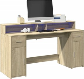 vidaXL Γραφείο με LED Sonoma δρυς 160x55x91 εκ. Επεξεργ. Ξύλο