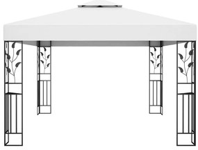 vidaXL Κιόσκι με Διπλή Οροφή και Φωτάκια LED Λευκό 3 x 4 μ.