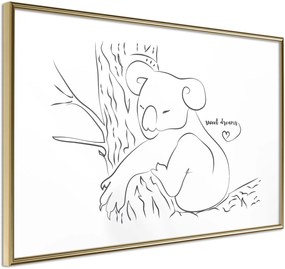 Αφίσα - Resting Koala - 30x20 - Χρυσό - Χωρίς πασπαρτού