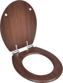 vidaXL Κάλυμμα Λεκάνης με Soft Close Λιτό Σχέδιο Καφέ από MDF