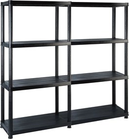 vidaXL Ραφιέρα Αποθήκευσης 4 Επιπέδων Μαύρη 122x30,5x130 εκ. Πλαστική