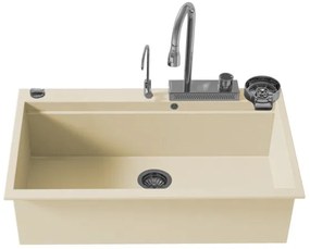 Sanitec Ultra Granite 850 Quartz Multi Ένθετος Γρανιτένιος Νεροχύτης 79Χ50cm Ocra (Inox accessories)