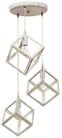 Κρεμαστό Φωτιστικό Οροφής 3xE27 Λευκό Πατίνα Bronze Kyvos New 3/L 35-0110 Heronia Lighting 35-0110