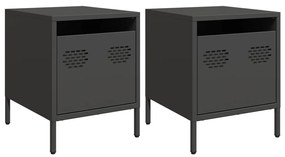 vidaXL Κομοδίνα 2 τεμ. Μαύρο 35x39x43,5 εκ. από Χάλυβα