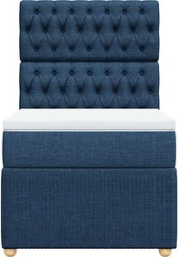 vidaXL Κρεβάτι Boxspring με Στρώμα Μπλε 90x200 εκ.Υφασμάτινο