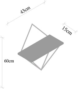 Ράφι Τοίχου Μαύρο / Σκούρα Καρυδιά ROMIN 43x15x60