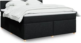 vidaXL Κρεβάτι Boxspring με Στρώμα Μαύρο 180x200 εκ. Υφασμάτινο