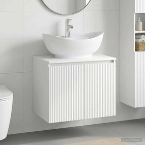 vidaXL Σετ Επίπλων Μπάνιου Γυαλιστερό Λευκό Επεξεργασμένο Ξύλο