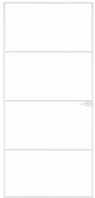 vidaXL Εσωτερική Πόρτα Λευκή 93x201,5 εκ. Ψημένο Γυαλί&amp;Λεπτό Αλουμίνιο