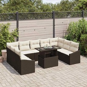 vidaXL Σετ Καναπέ Κήπου 10 pcs Καφέ και κρεμ 100 x 55 x 73 εκ