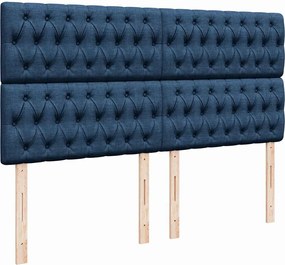 vidaXL Κρεβάτι Boxspring με Στρώμα Μπλε 200x200 εκ. Υφασμάτινο