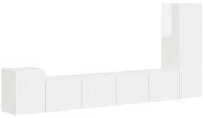 vidaXL Σετ επίπλου τηλεόρασης Επιτοίχιο 3 pcs Υψηλής γυαλάδας λευκό