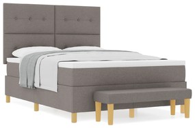 vidaXL Κρεβάτι Box Spring με Στρώμα & Παγκάκι Ταμπά 140x190 εκ Υφασμάτινο