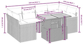 Καναπές Σετ 7 Τεμαχίων Μαύρο Συνθετικό Ρατάν με Μαξιλάρια - Μαύρο