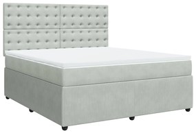 vidaXL Κρεβάτι Boxspring με Στρώμα Ανοιχτό Γκρι 180x200 εκ. Βελούδινο