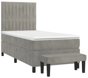 ΚΡΕΒΑΤΙ BOXSPRING ΜΕ ΣΤΡΩΜΑ ΑΝΟΙΧΤΟ ΓΚΡΙ 100X200 ΕΚ. ΒΕΛΟΥΔΙΝΟ 3137947