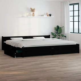 vidaXL Πλαίσιο Κρεβατιού Με Συρτάρια Μαύρο 200 x 200 εκ.