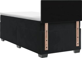vidaXL Κρεβάτι Box Spring με Στρώμα και LED Μαύρο 80 x 200 cm Βελούδο