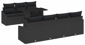 vidaXL Σετ Καναπέ Κήπου με μαξιλάρι 8 pcs Μαύρο 100 x 55 x 73 εκ