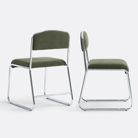 Σετ από 2 καρέκλες με επίστρωση χρωμίου και ύφασμα, Celestina