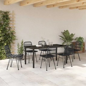 vidaXL Σέτ φαγητού για κήπο 7 pcs Μαύρο Πολυ ράταν
