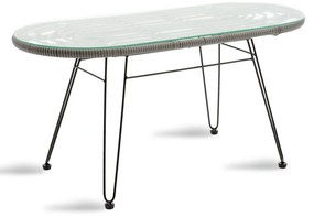 Τραπέζι Naoki pakoworld μέταλλο μαύρο-pe γκρι-γυαλί 100x45x46εκ