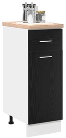 vidaXL Μαύρο Δρύινο Κάτω Ντουλάπι με Συρτάρι - 30x46x81.5 εκ, Φτιαγμένο από Επεξεργασμένο Ξύλο
